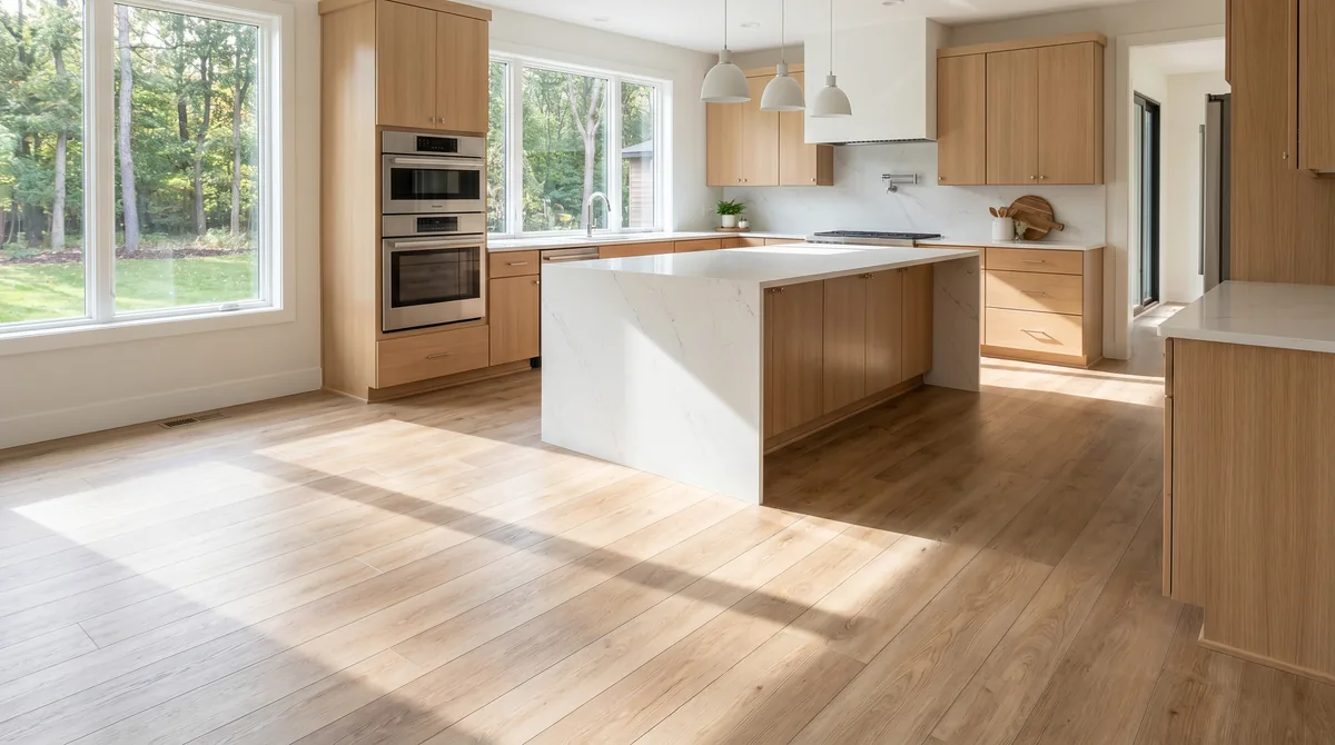 Kitchen with wood-look luxury vinyl plank